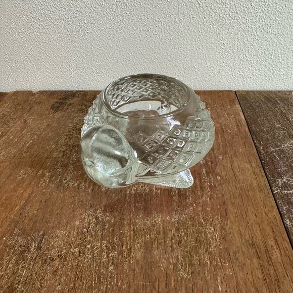 Avon Clear Glass Turtle‎ Votive Tea light Candle Holder Diamond Pattern HEAVY - Picture 2 of 7